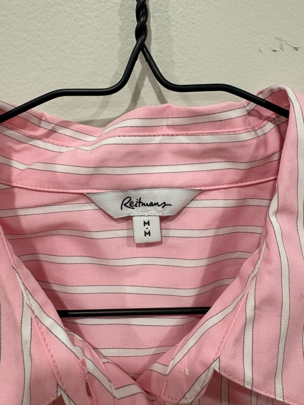 320. Women's Pink Striped Button-Up Shirt - Picture 2 of 4